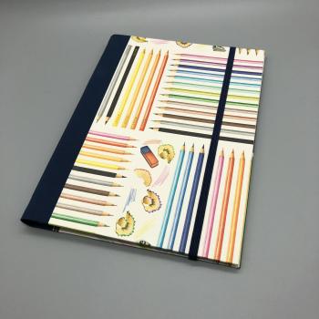 Heft Notizen A5 Buchdeckel Stifte bunt