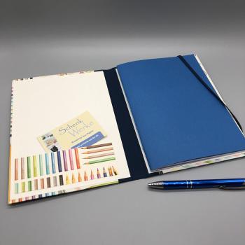 Heft Notizen A5 Buchdeckel Steckfach Innenseite blau