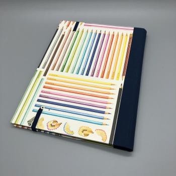 Heft Notizen A5 Buchdeckel Stifte bunt  Rückseite