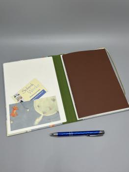 Preview: Notizen A5 Leinenrücken auswechselbar Heft Steckfach Stift Notizheft