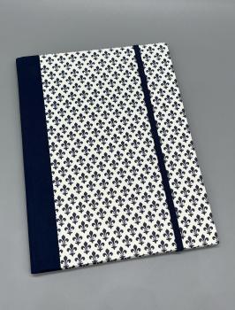 Notizen A5 Leinenrücken auswechselbar Heft blau Blüten Wappen