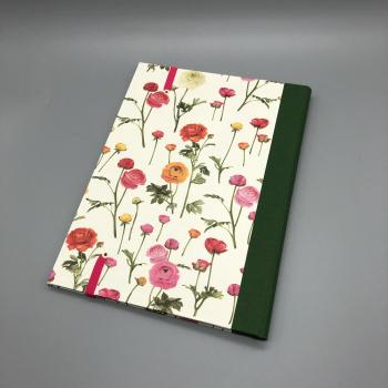 Heft Notizen A5 Buchdeckel Blumen grün bunt  Rückseite