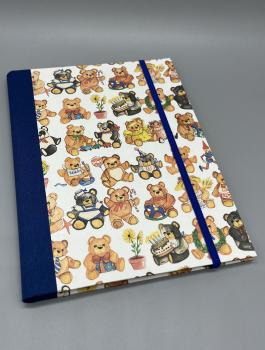 Notizen A5 Leinenrücken auswechselbar Heft  Front blau Teddybären
