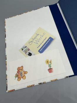 Preview: Notizen A5 Leinenrücken auswechselbar Heft blau Innenseite Steckfach