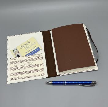 Notizen A6 Leinenrücken auswechselbar Heft Steckfach Stift Notizheft beige braun Noten Lied