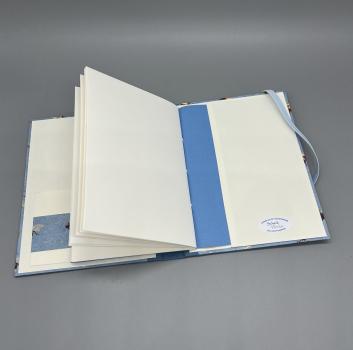 Preview: Notizen A6 Leinenrücken auswechselbar Heft Innenseite Wechselheft blau