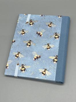 Preview: Notizen A6 Leinenrücken auswechselbar Heft blau Rückseite