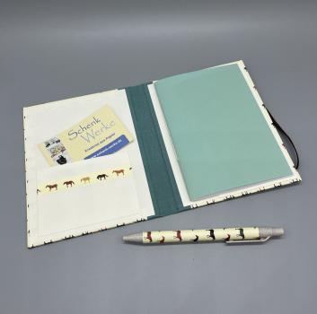 Preview: Notizen A6 Leinenrücken auswechselbar Heft Innenseite mint Stift