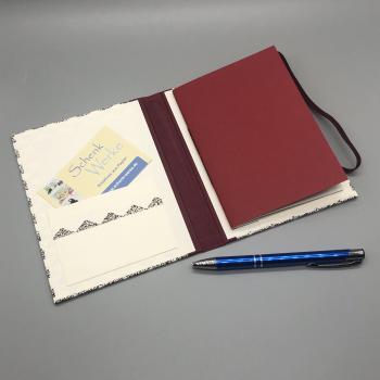 Notizen A6 Leinenrücken auswechselbar Heft rot Steckfach Notizheft Stift