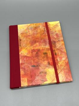 Preview: Notizen A6 Leinenrücken auswechselbar Heft Vorderseite rot orange