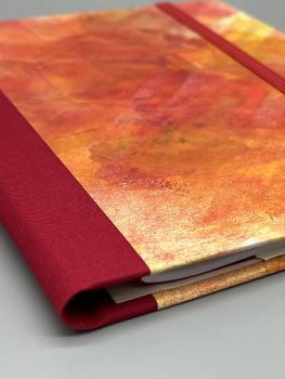 Preview: Notizen A6 Leinenrücken auswechselbar Heft Detail rot orange
