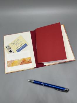 Preview: Notizen A6 Leinenrücken auswechselbar Heft Wechselheft Stift Set Innenseite rot