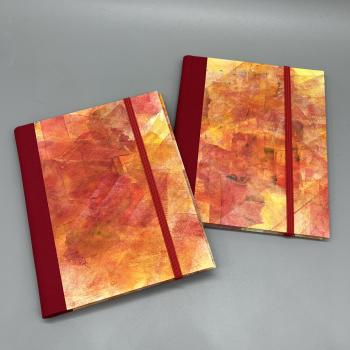 Notizen A6 Leinenrücken auswechselbar Heft rot orange Varianten