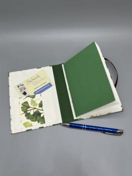 Preview: Notizen A6 Leinenrücken auswechselbar Heft Seiten Stift Steckfach Notizheft grün
