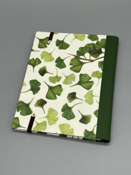 Preview: Notizen A6 Leinenrücken auswechselbar Heft Laub grün Rückseite