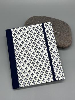 Notizen A6 Leinenrücken auswechselbar Heft blau Wappen Blume