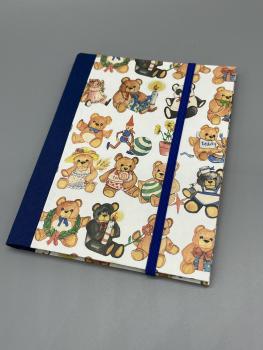 Notizen A6 Leinenrücken auswechselbar Heft  Front blau Teddybären