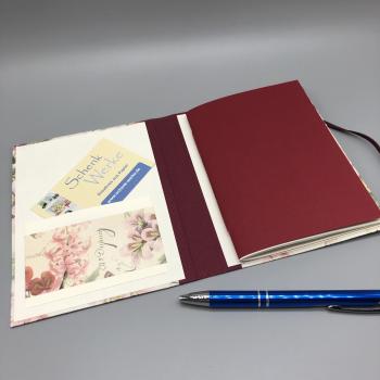 Notizen A6 Leinenrücken auswechselbar Heft rot Steckfach Stift Notizheft