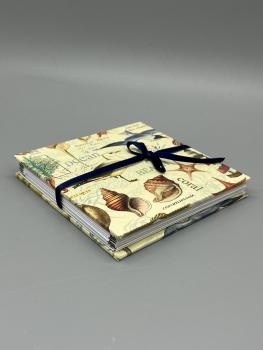 Buch Sammeltaschen Satinband handgebunden Notizen Steckfächer Seiten sammeln maritim  geschlossen Schleife