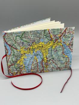 Buch Satinband handgebunden Notizen Steckfächer Seiten sammeln Reise Straßenkarte