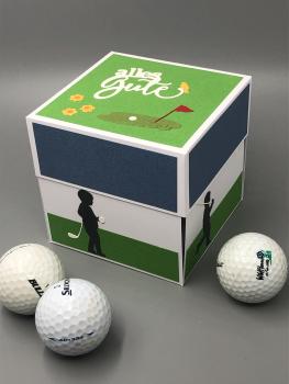 Geschenk 3D Golf Golfball Würfel Stanzteile grün allesGute
