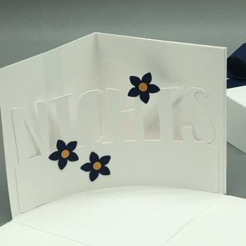 Geschenkschachtel leer weiß Überraschung blau Blumen nichts