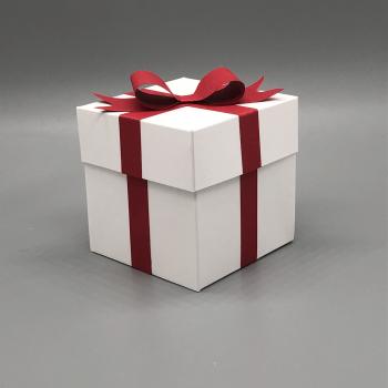 Geschenkschachtel leer weiß Überraschung rot Schleife