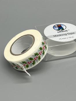 Klebeband Reispapier weiß weihnachtlich Blätter Beeren Verpackung