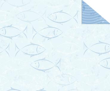 Bastelkarton  A4 blau Fische Wellen