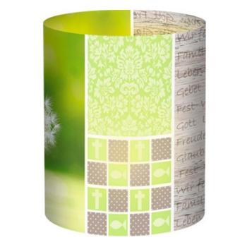 Bastelmaterial Papier transparent grün beige Kreuz Pusteblume