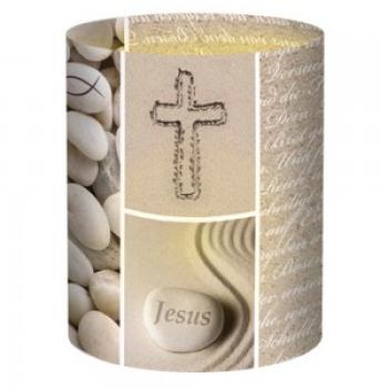 Bastelmaterial Papier transparent Vaterunser  beige Kreuz Jesus