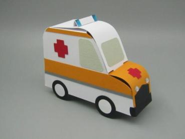 Geschenkschachtel Gutschein Verpackung Auto Notfall Ambulanz Notarzt Sanitäter