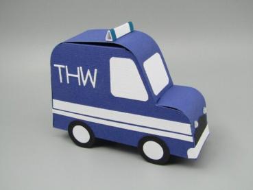 Geschenkschachtel Gutschein Verpackung Auto Notfall THW Seite