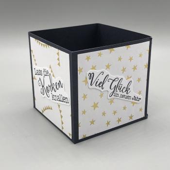 Neujahrskarte Silvester Würfel weiß gold Glück