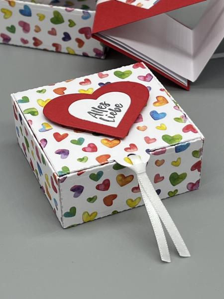 Geschenk Minibox Verpackung Schachtel bunt Herz