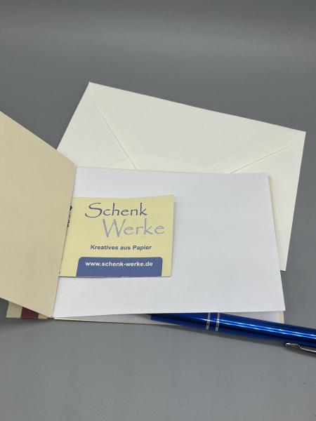 Hochzeitskarte A6 creme Querformat Steckfach