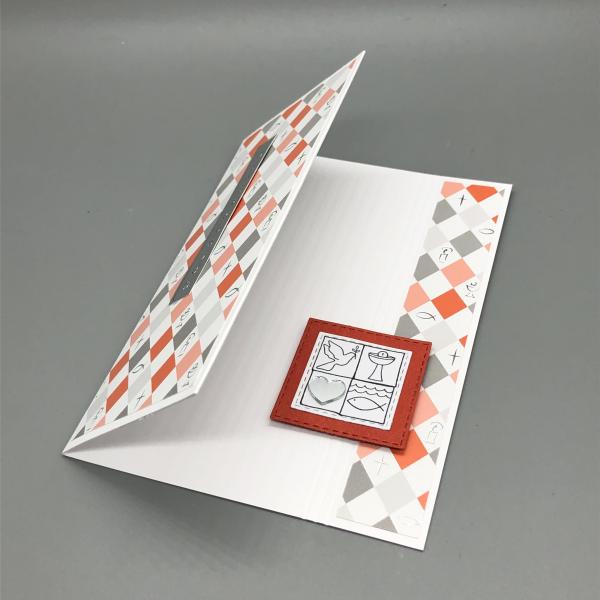 Grußkarte Glückwunsch Konfirmation Taufe Firmung Kommunion  orange halboffen