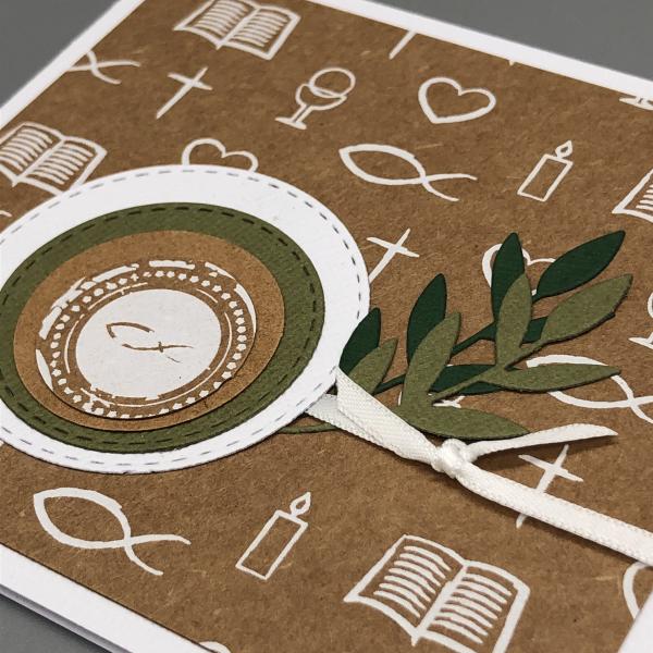 Grußkarte Fisch Bibel Kerze Konfirmation Kommunion  christlich Detail Kraftkarton