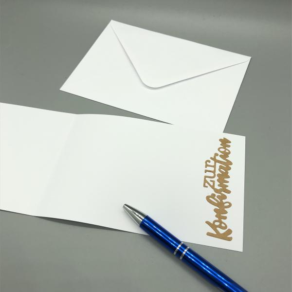 Grußkarte Konfirmation weiß Innenseite Schreibfeld Kuvert Stift