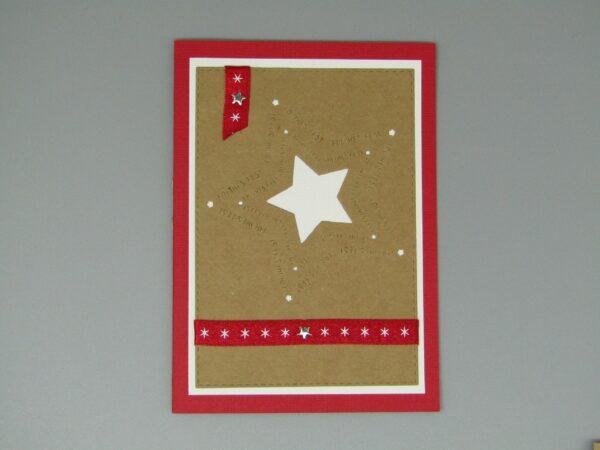 Weihnachtskarte C6 Kraftkarton Stern Band rot