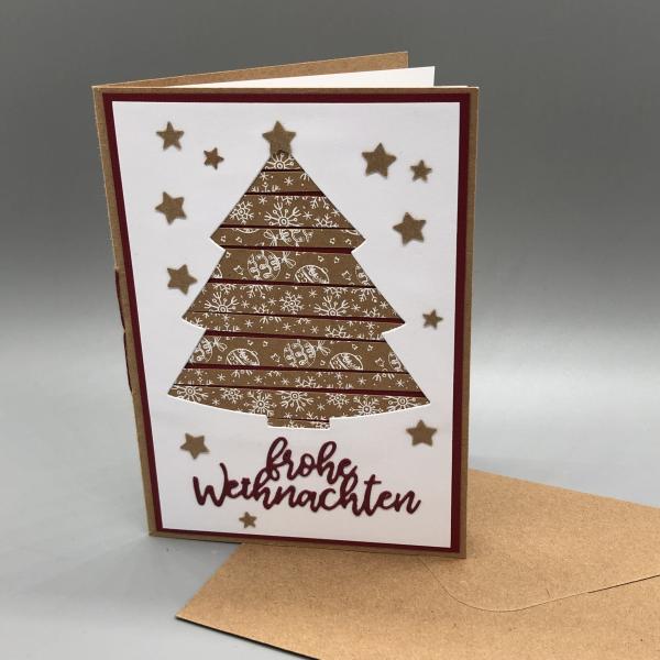 Weihnachtskarte C6 Kraftkarton rot stehend Kuvert