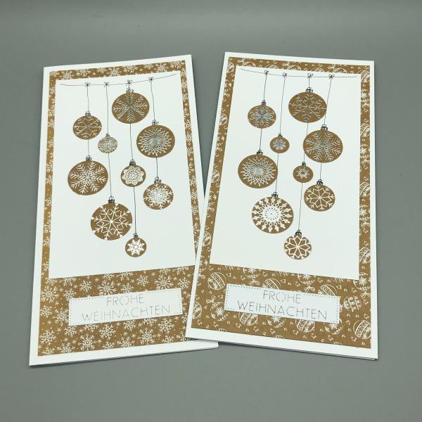 Weihnachtskarte  Kraftkarton weiß Ornamente Front Varianten