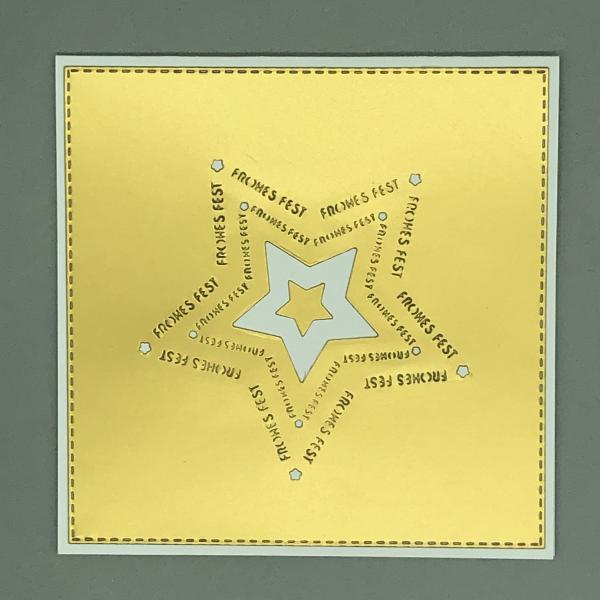 Weihnachtskarte Sterne Quadrat weiß gold Front