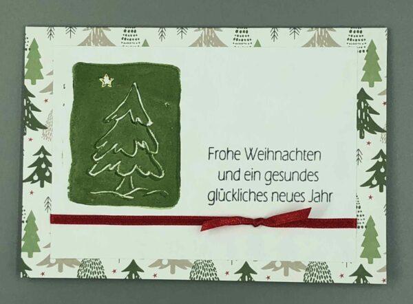 Karte Weihnachten A6 grün Tanne Druck frontal