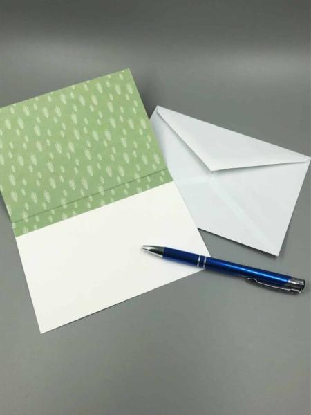 Karte Weihnachten A6 grün Tanne Druck Schreibfeld Innenseite Kuvert Stift
