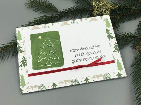 Karte Weihnachten A6 grün Tanne Druck