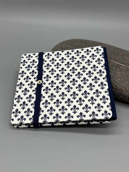 Buch Gummiband Fotos Faltbuch blau Blüten Rückseite