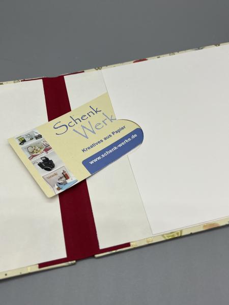 Buch Fotos Gummiband Faltbuch weiß Rücken Leinenbindung Steckfach