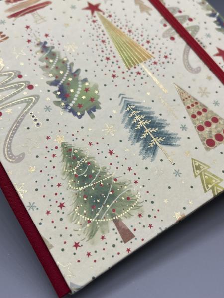 Buchdeckel Faltbuch Front grün rot gold Detail Glanz