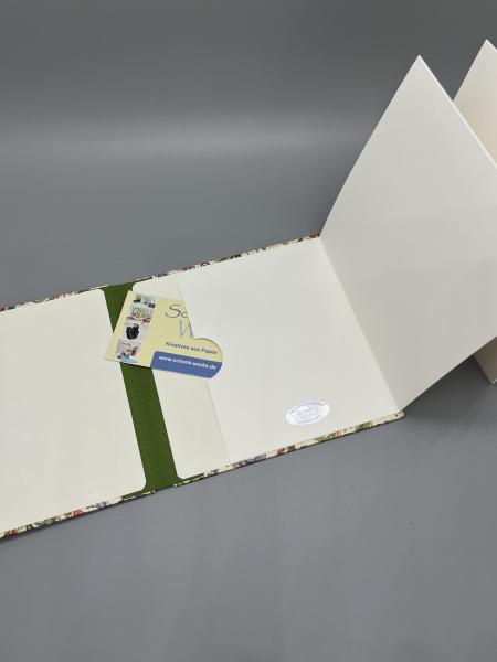 Buch Fotos Faltbuch weiß Rücken Leinenbindung Steckfach